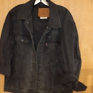 Levi's Denim Premium Vintage Fit Trucker Red Tab Jacket Black Size: L Button Up.